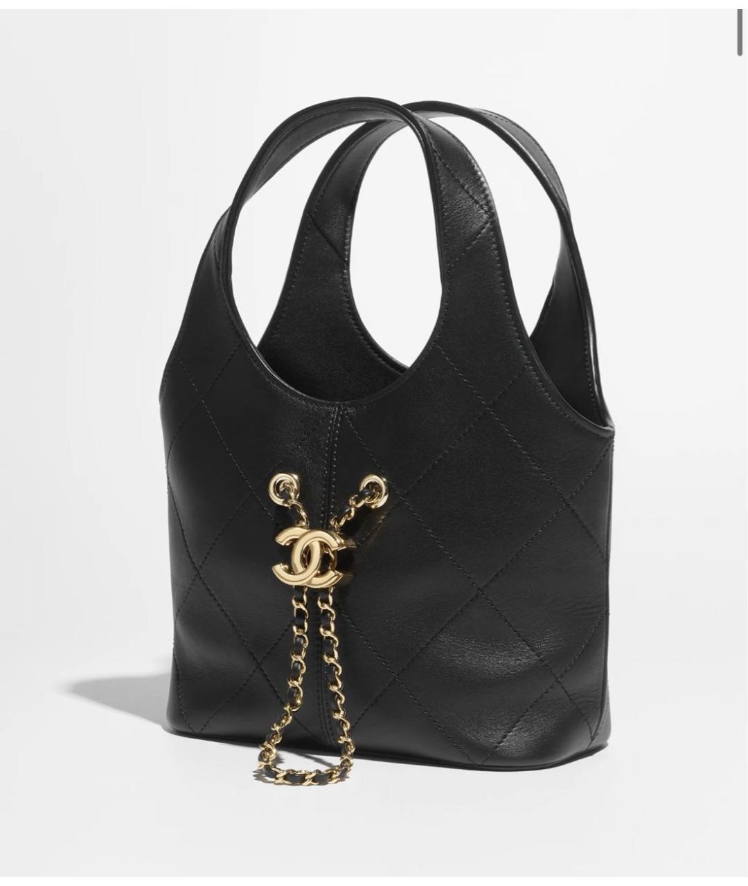 CHANEL Черная кожаная сумка с короткими ручками, фото 2