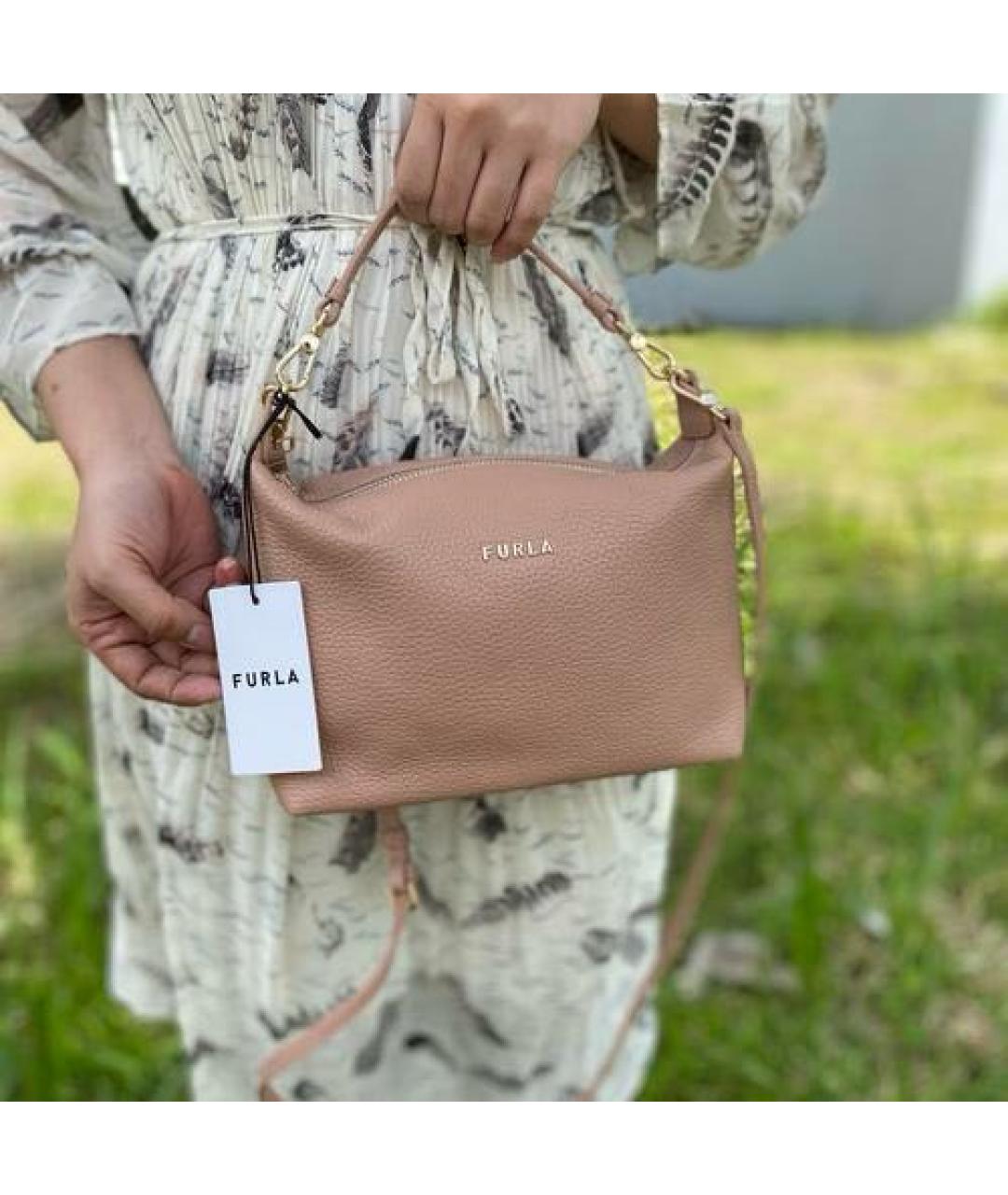 FURLA Розовая кожаная сумка с короткими ручками, фото 5