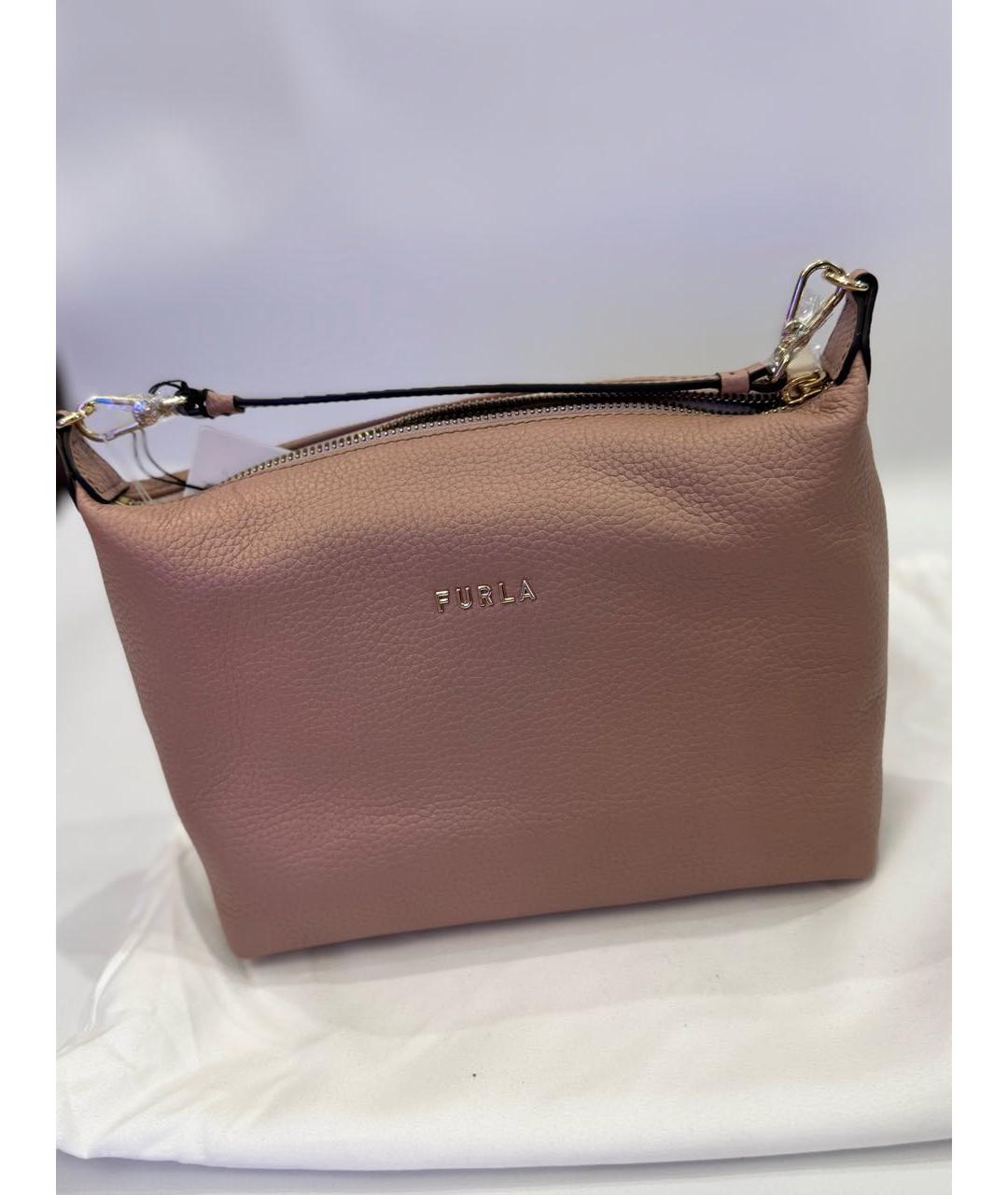 FURLA Розовая кожаная сумка с короткими ручками, фото 6