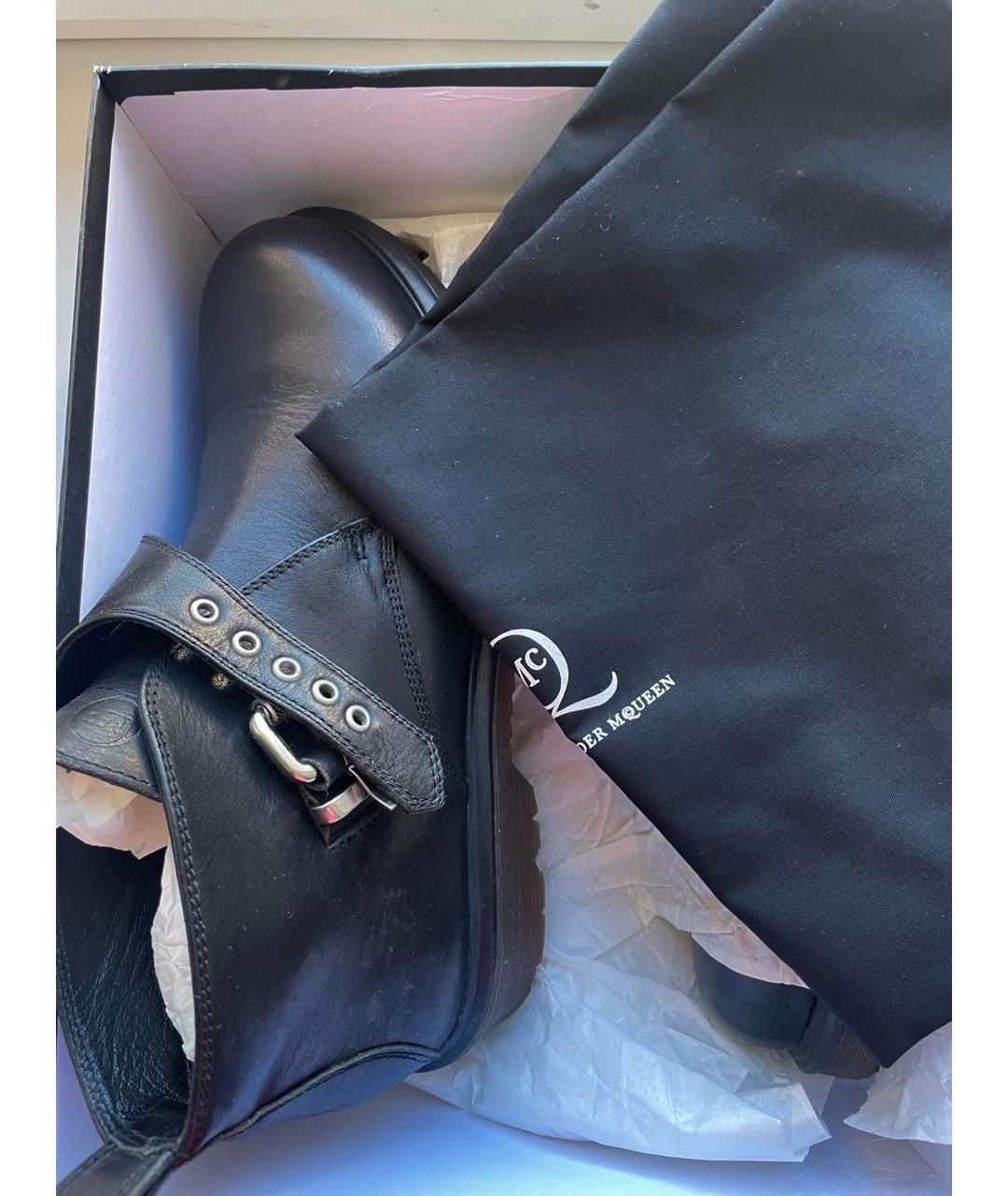 ALEXANDER MCQUEEN Черные кожаные ботинки, фото 4