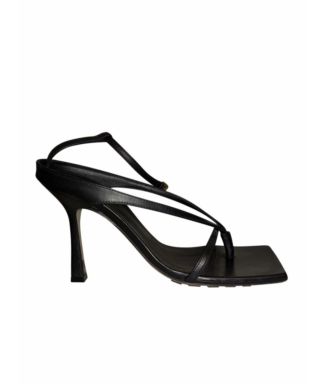 BOTTEGA VENETA Черные кожаные босоножки, фото 1