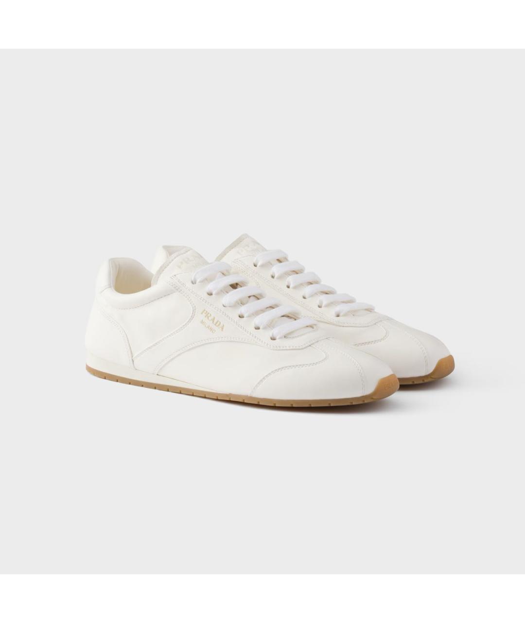 PRADA Белые кожаные кроссовки, фото 2
