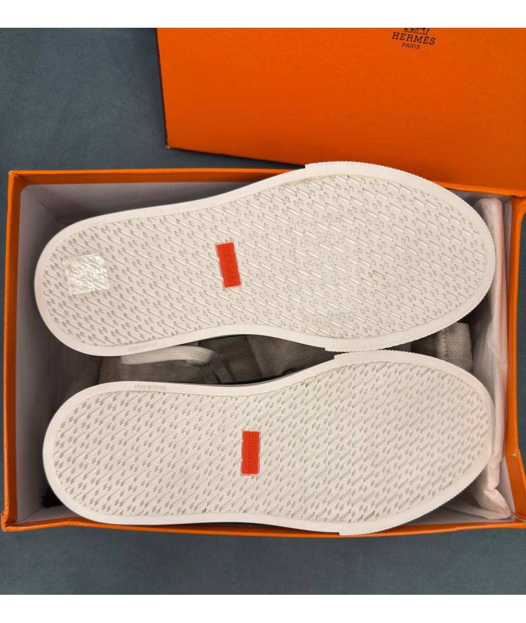 HERMES Черные кожаные кеды, фото 3