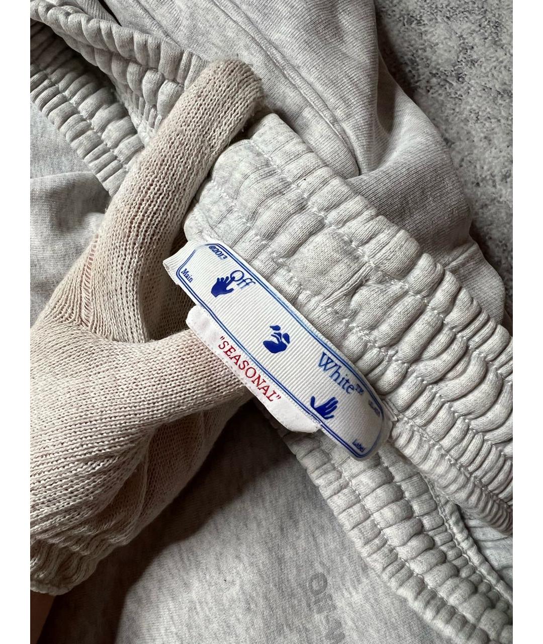 OFF-WHITE Серые хлопковые повседневные брюки, фото 6