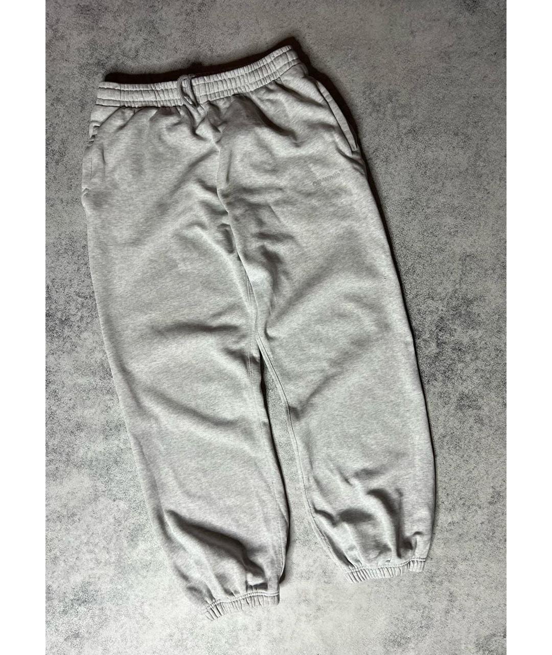 OFF-WHITE Серые хлопковые повседневные брюки, фото 3