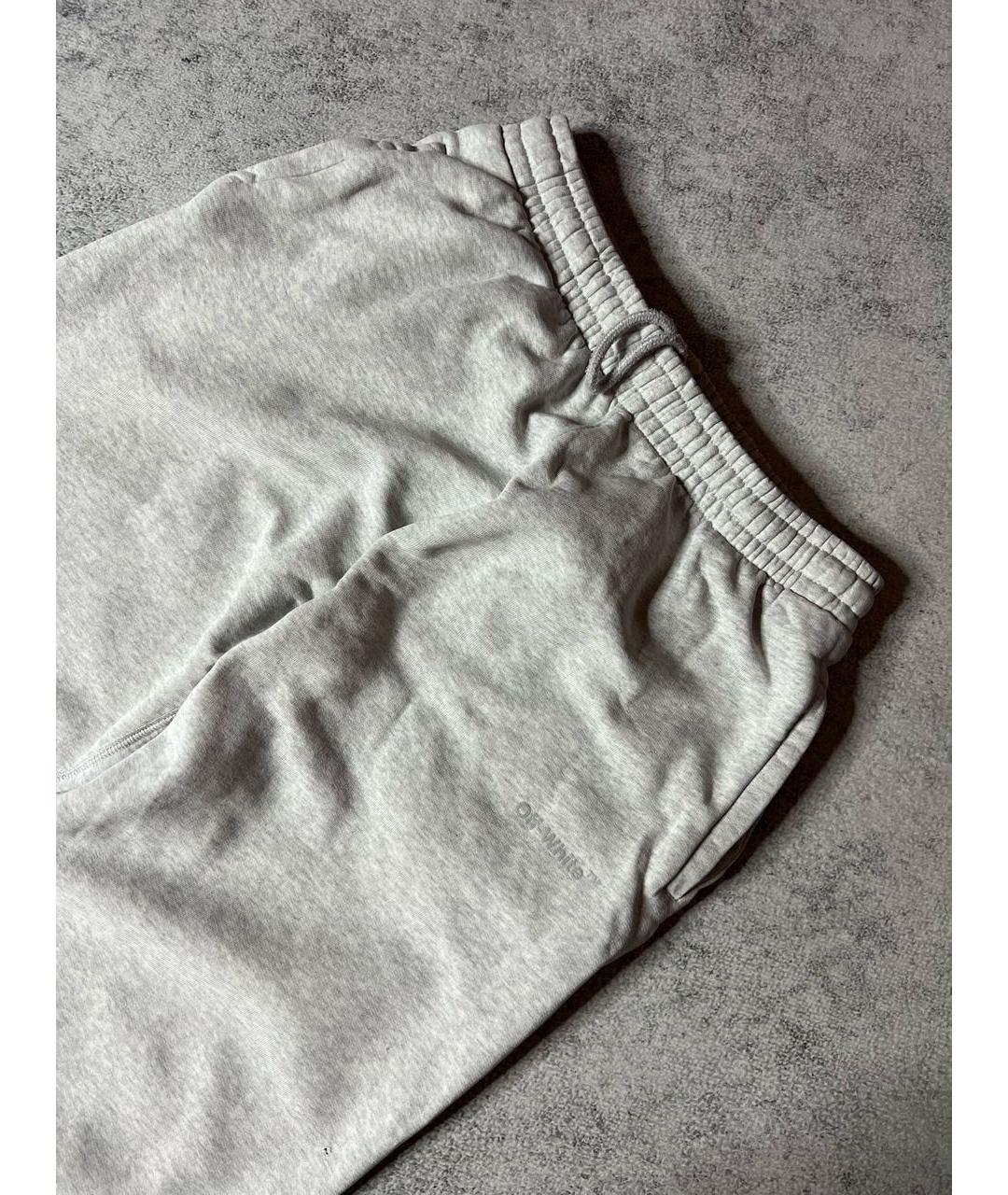 OFF-WHITE Серые хлопковые повседневные брюки, фото 4