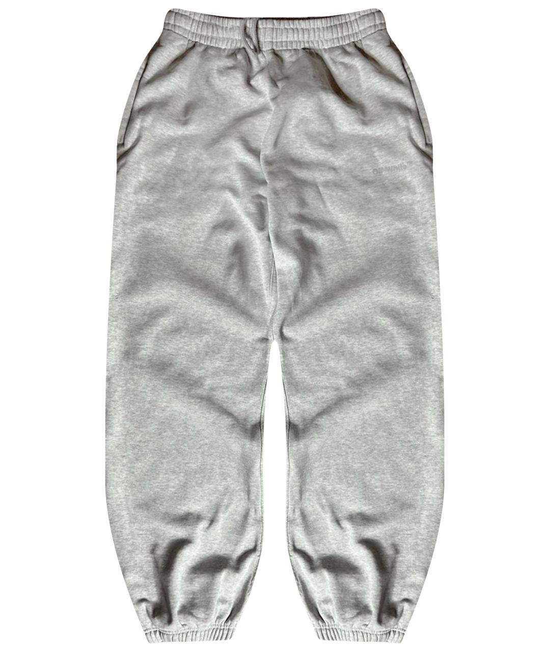 OFF-WHITE Серые хлопковые повседневные брюки, фото 1