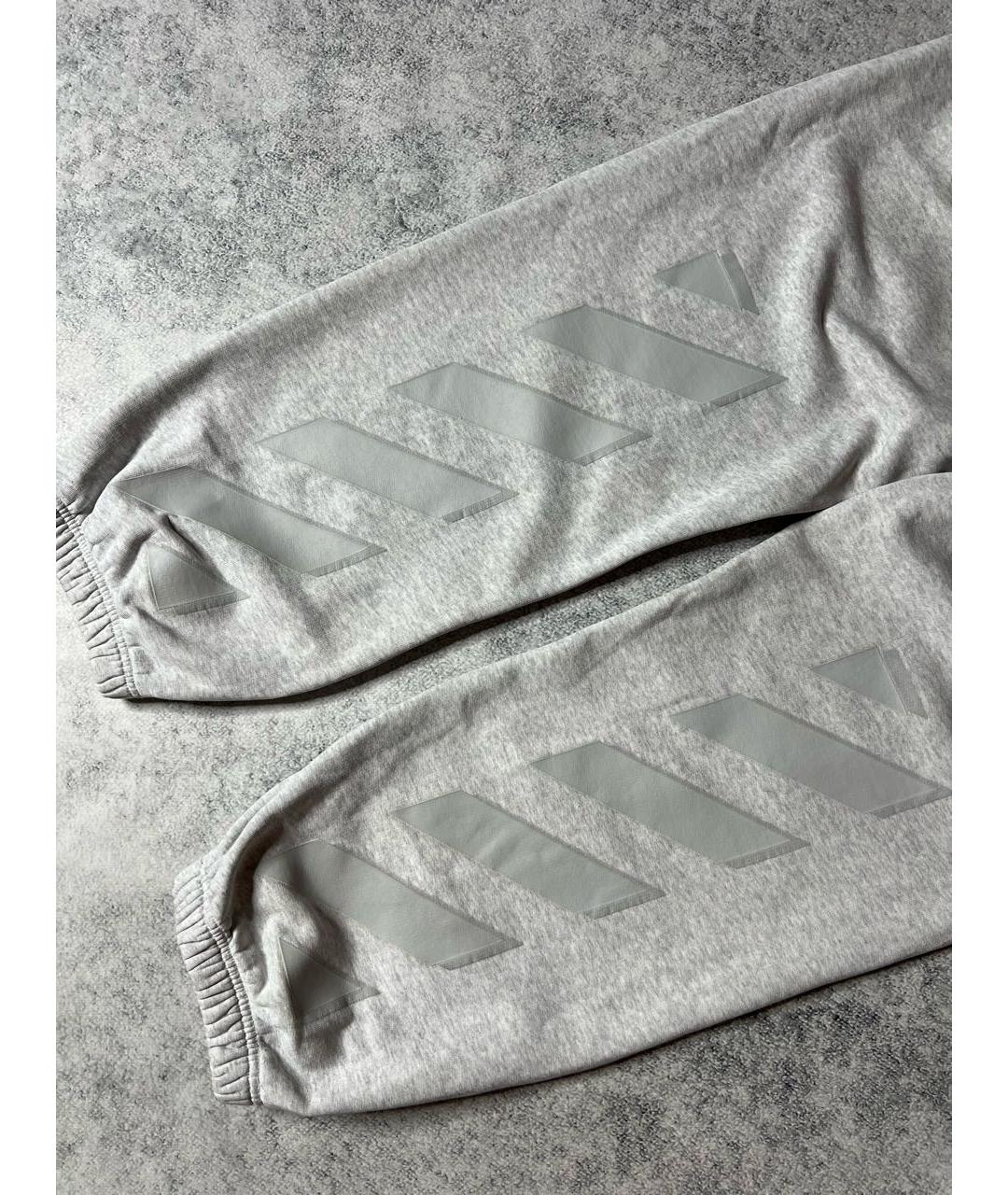 OFF-WHITE Серые хлопковые повседневные брюки, фото 7