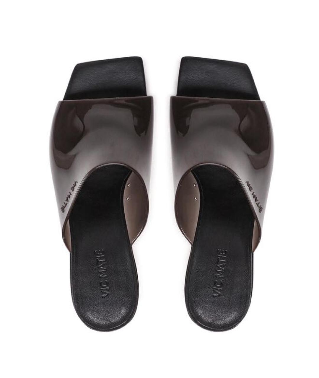 VIC MATIE Черные кожаные сабо, фото 3
