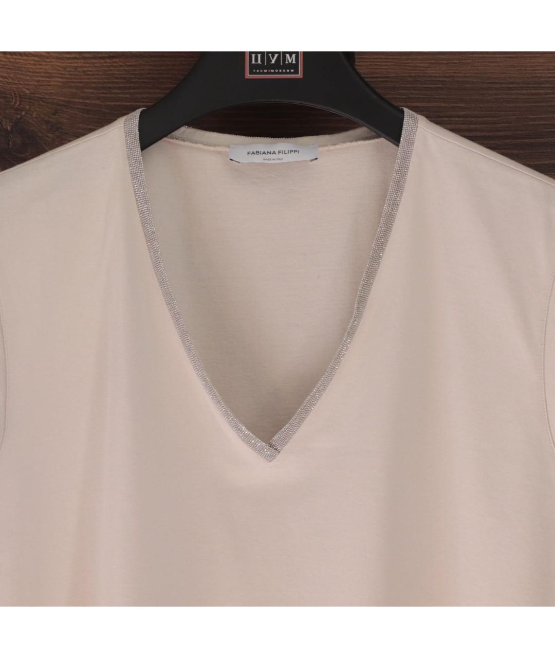 FABIANA FILIPPI Бежевая хлопковая футболка, фото 4