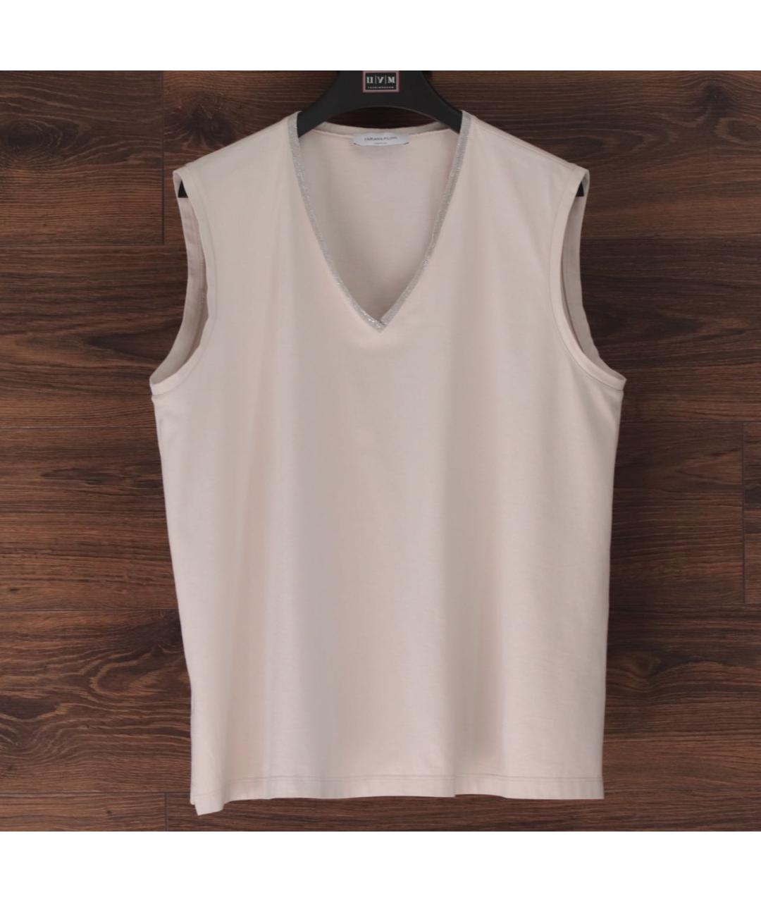 FABIANA FILIPPI Бежевая хлопковая футболка, фото 7