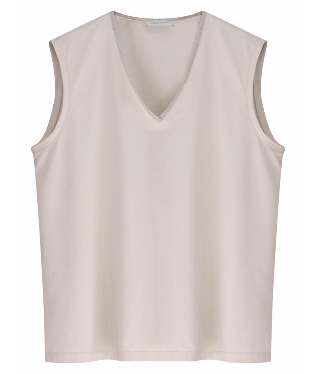 FABIANA FILIPPI Бежевая хлопковая футболка, фото 1