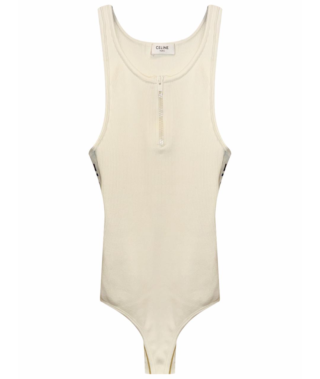CELINE Белая хлопко-эластановая майка, фото 1