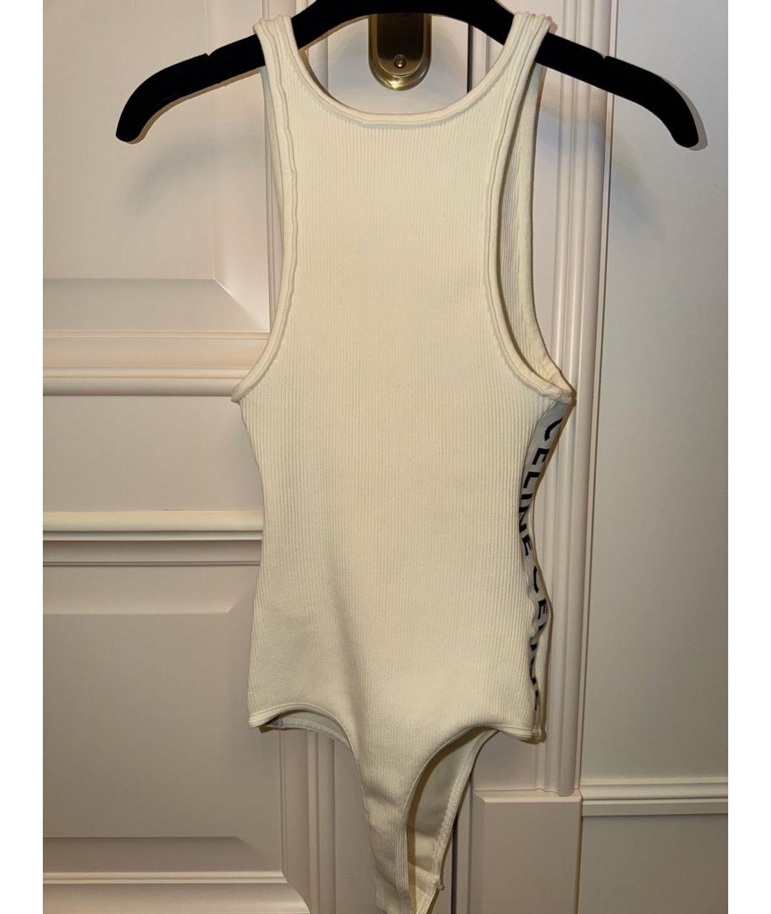 CELINE Белая хлопко-эластановая майка, фото 2