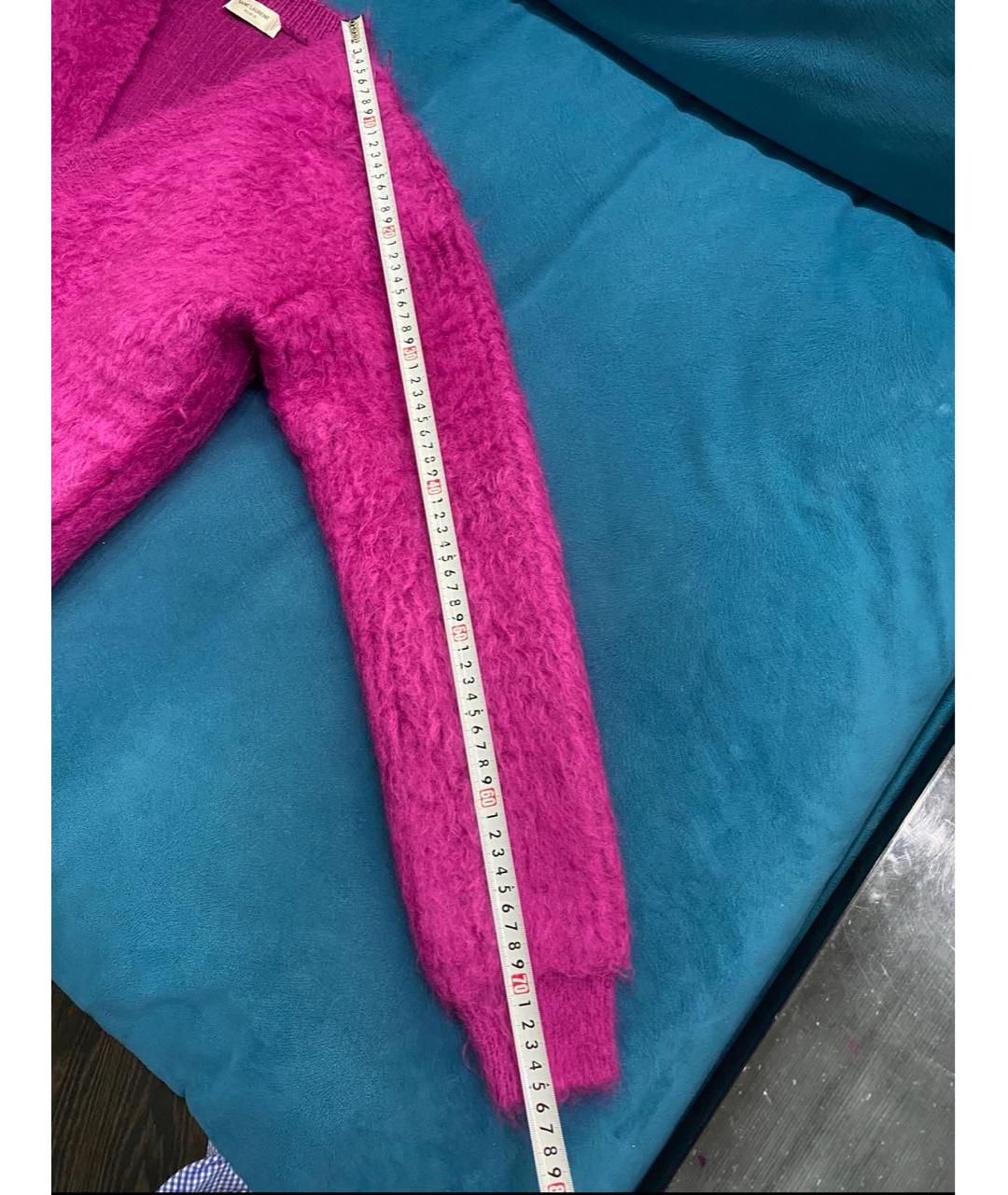 SAINT LAURENT Фуксия шерстяной кардиган, фото 7