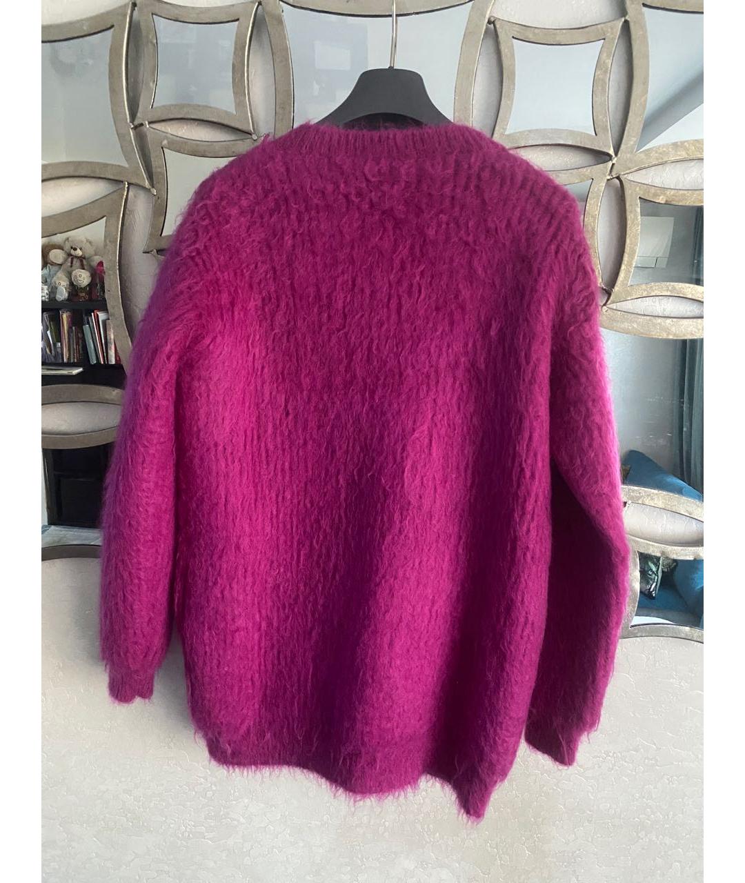 SAINT LAURENT Фуксия шерстяной кардиган, фото 2
