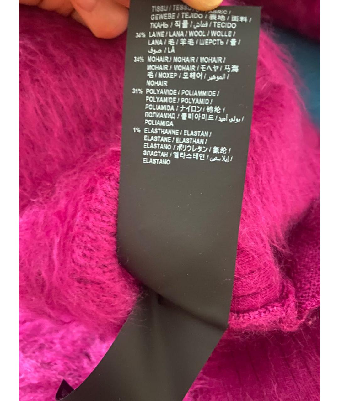 SAINT LAURENT Фуксия шерстяной кардиган, фото 6