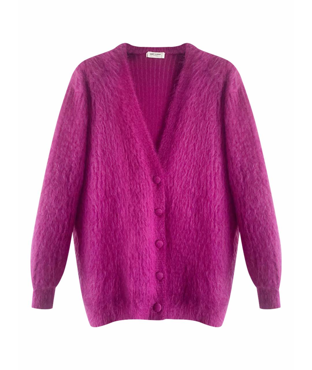 SAINT LAURENT Фуксия шерстяной кардиган, фото 1