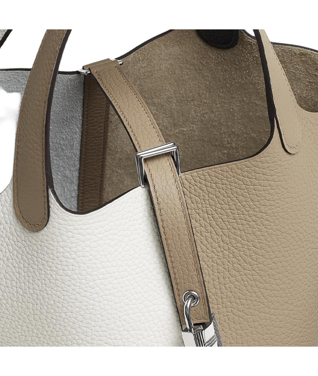 HERMES Бежевая кожаная сумка через плечо, фото 4
