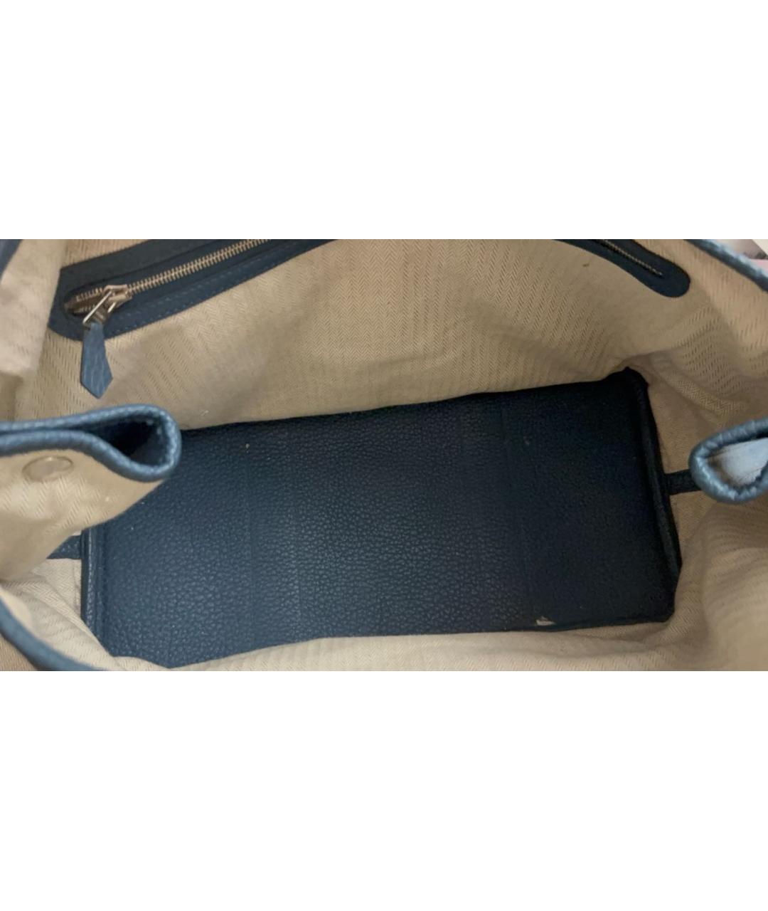 HERMES Синяя кожаная сумка с короткими ручками, фото 6