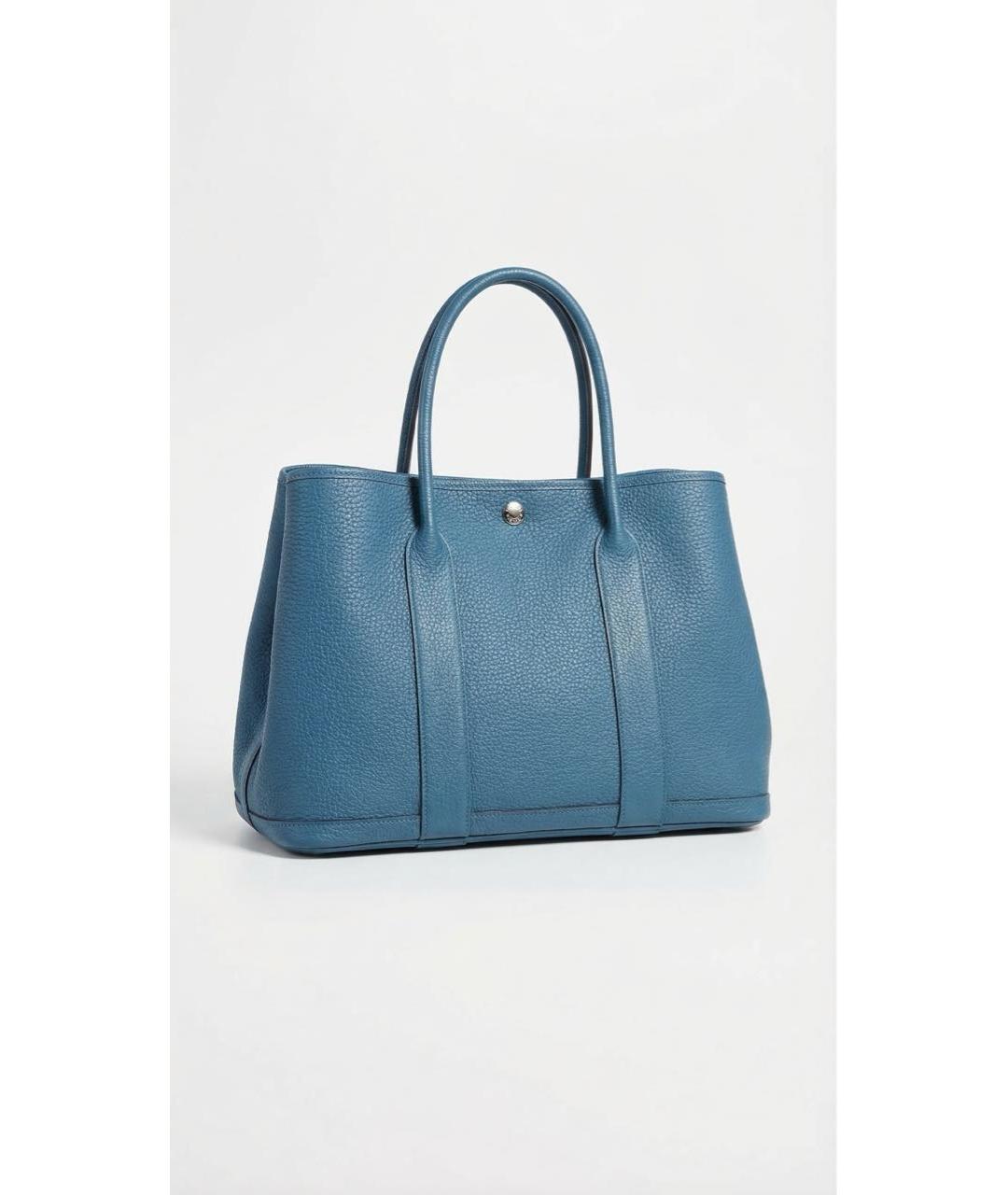 HERMES Синяя кожаная сумка с короткими ручками, фото 8