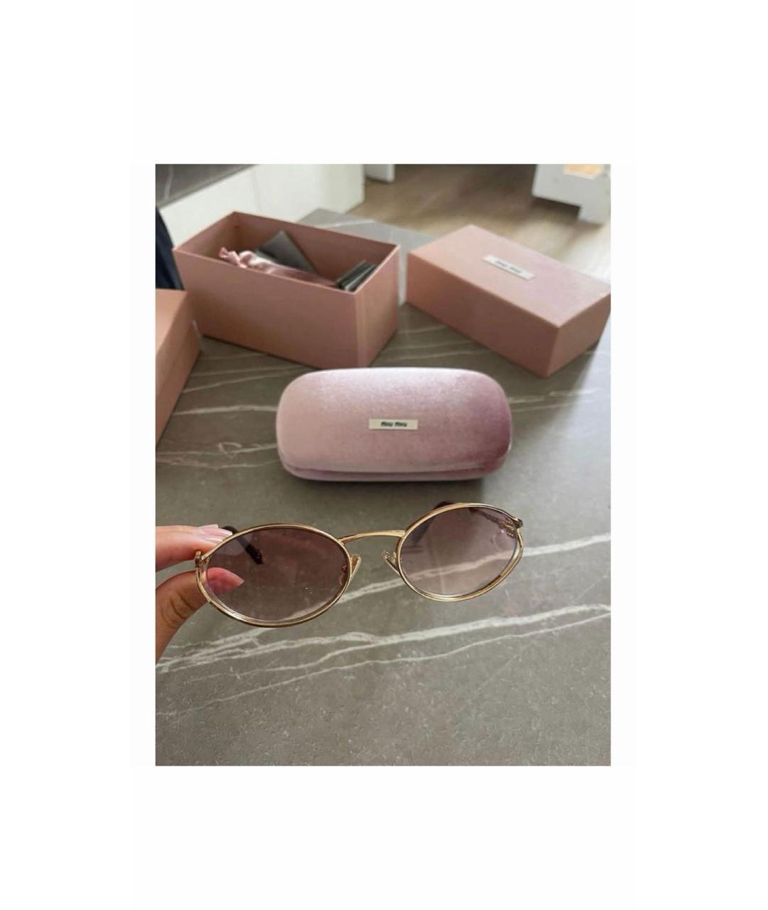 MIU MIU Розовые металлические солнцезащитные очки, фото 3