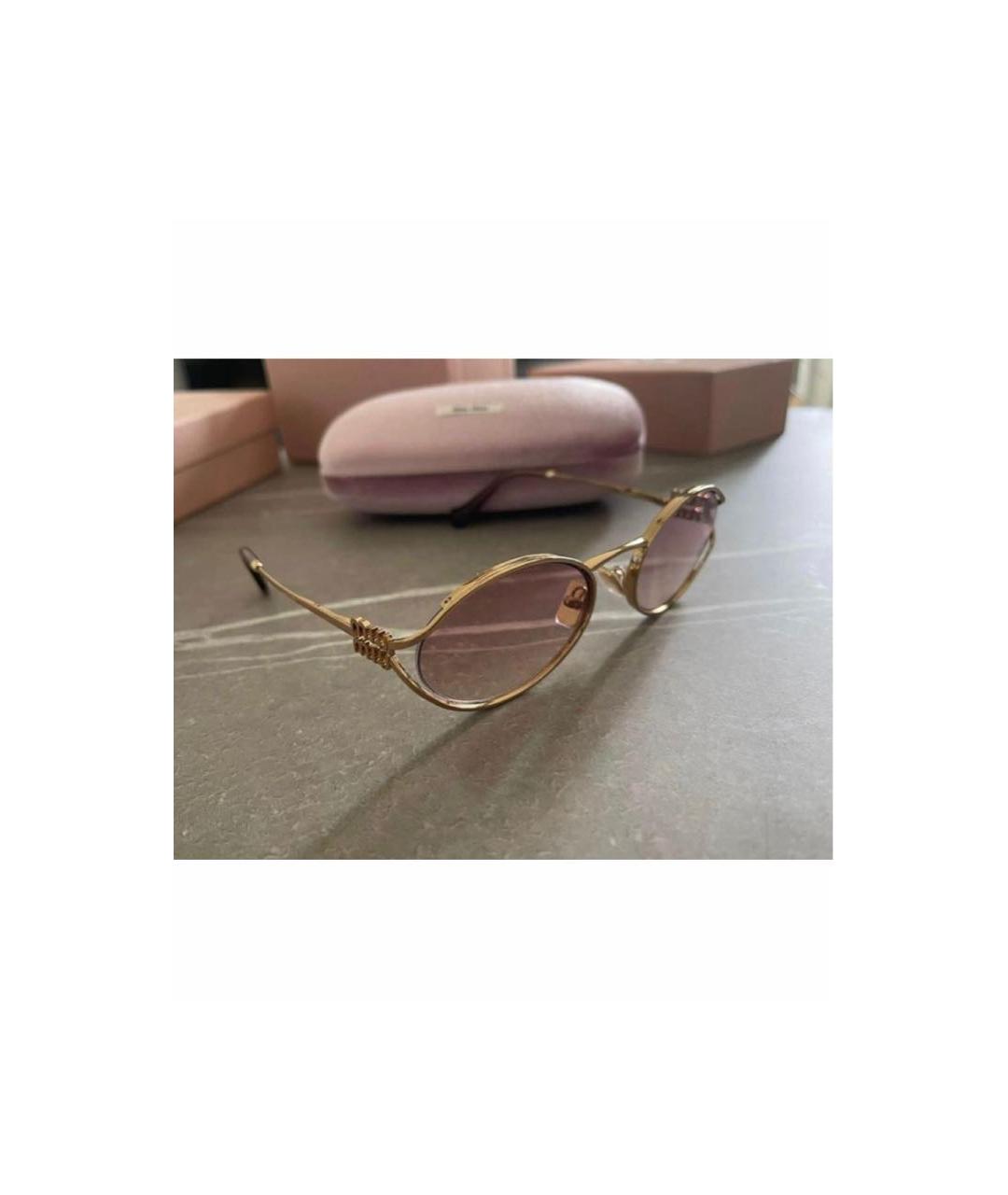 MIU MIU Розовые металлические солнцезащитные очки, фото 2