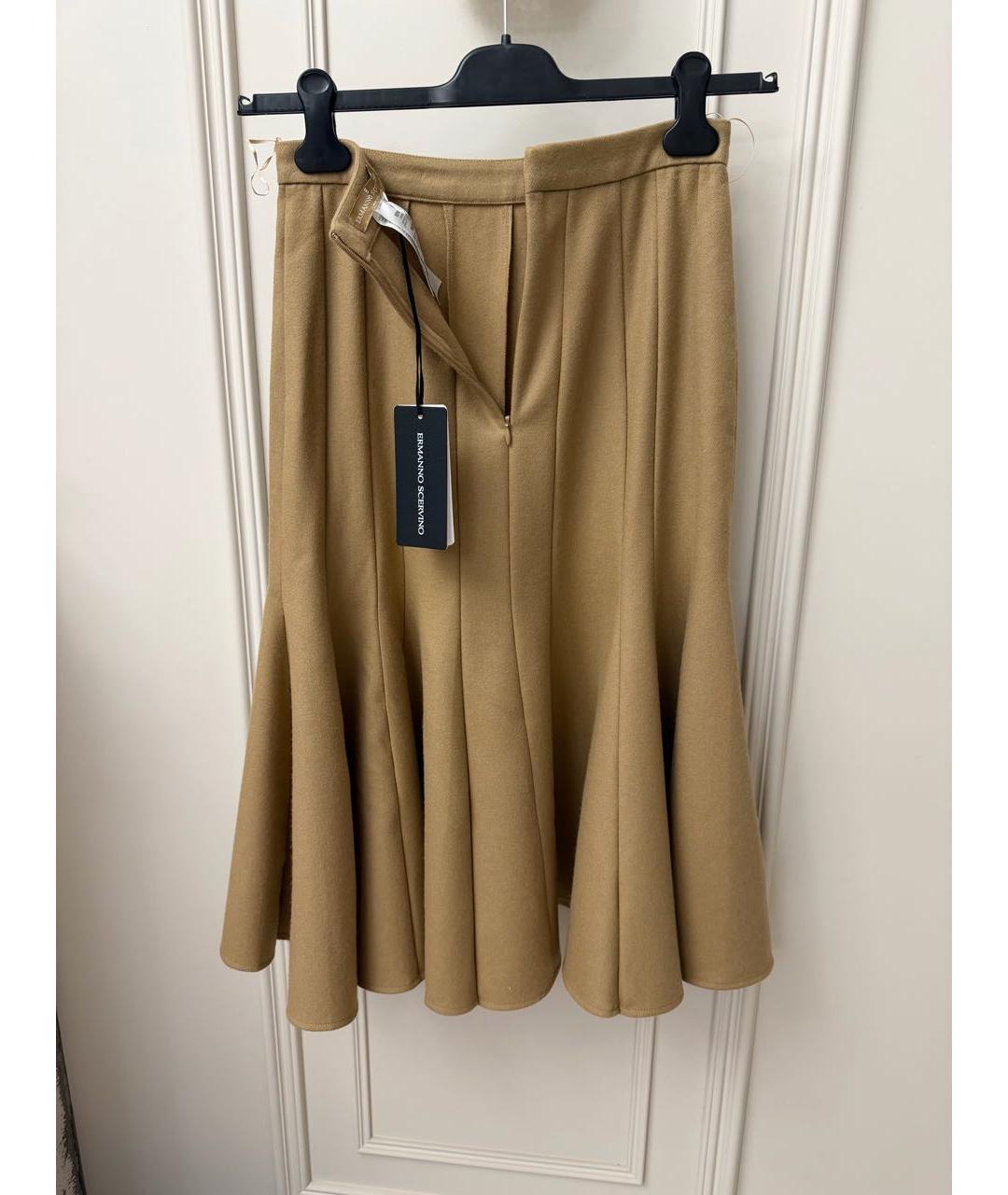 ERMANNO SCERVINO Коричневая шерстяная юбка миди, фото 2