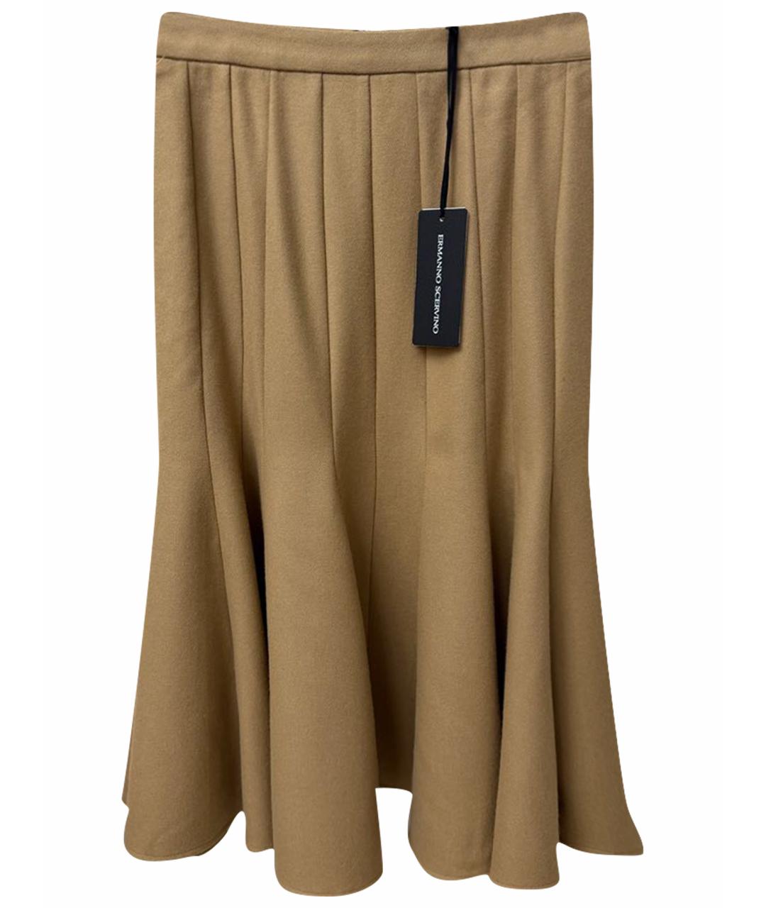 ERMANNO SCERVINO Коричневая шерстяная юбка миди, фото 1