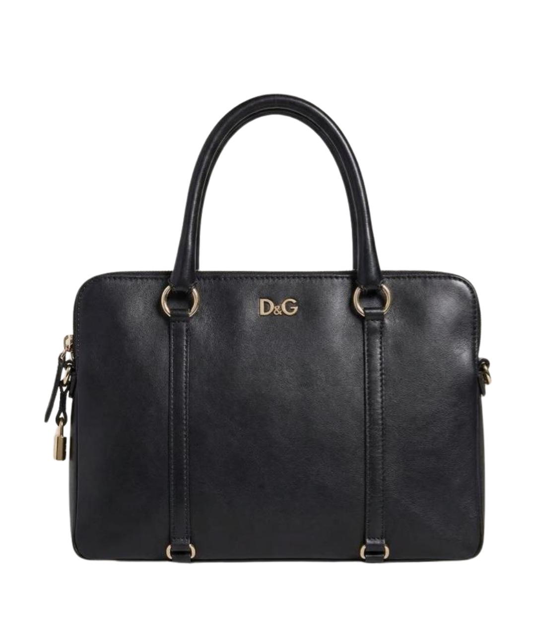 DOLCE&GABBANA Черная кожаная сумка тоут, фото 1
