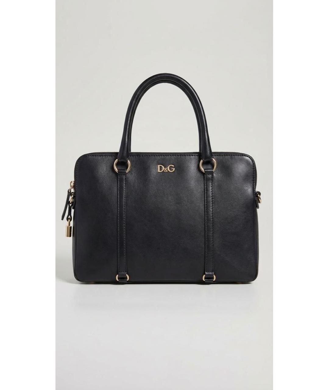 DOLCE&GABBANA Черная кожаная сумка тоут, фото 7
