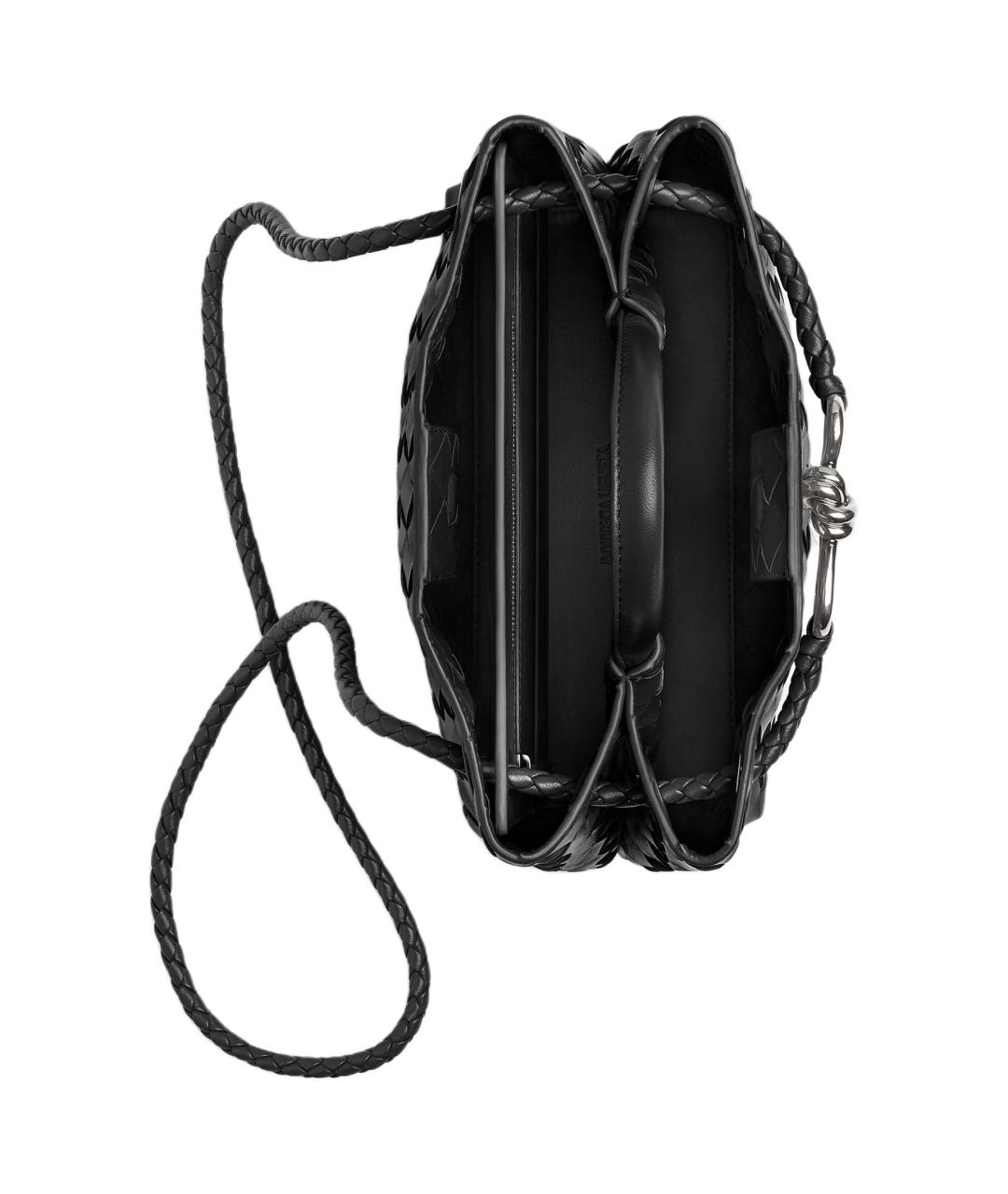 BOTTEGA VENETA Черная кожаная сумка через плечо, фото 4