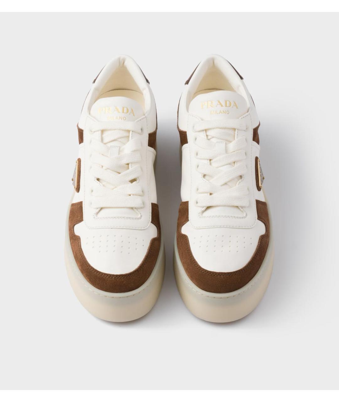 PRADA Коричневые кожаные кеды, фото 3