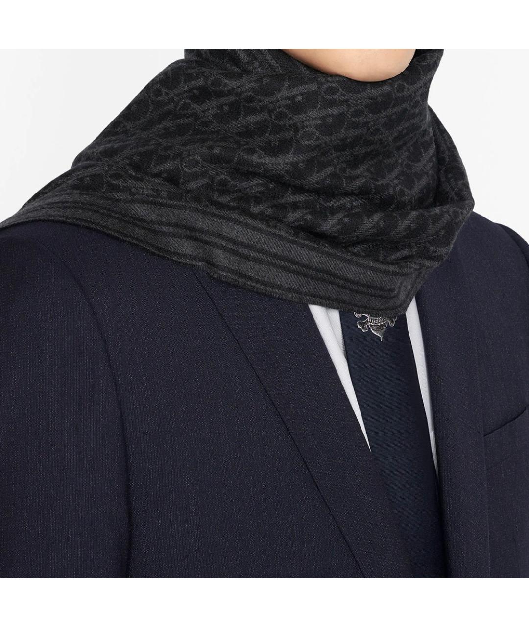 CHRISTIAN DIOR Черный кашемировый шарф, фото 3