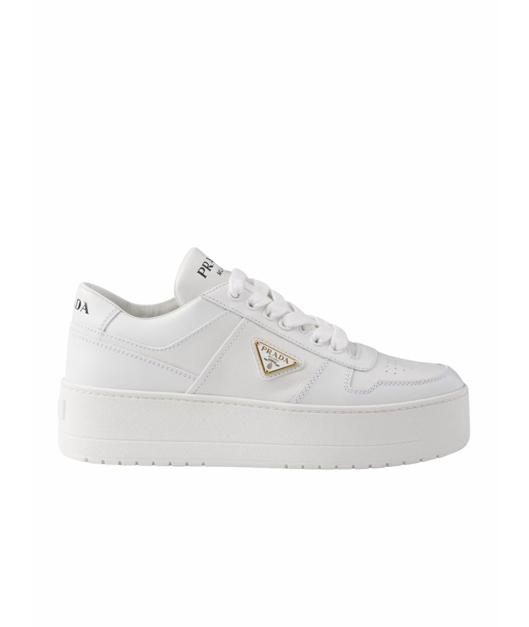PRADA Белые кожаные кеды, фото 1