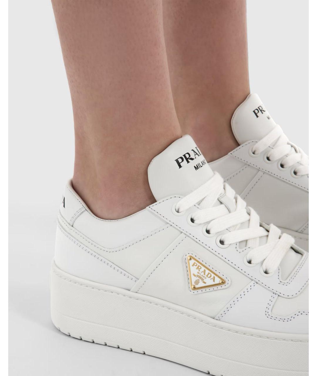 PRADA Белые кожаные кеды, фото 3