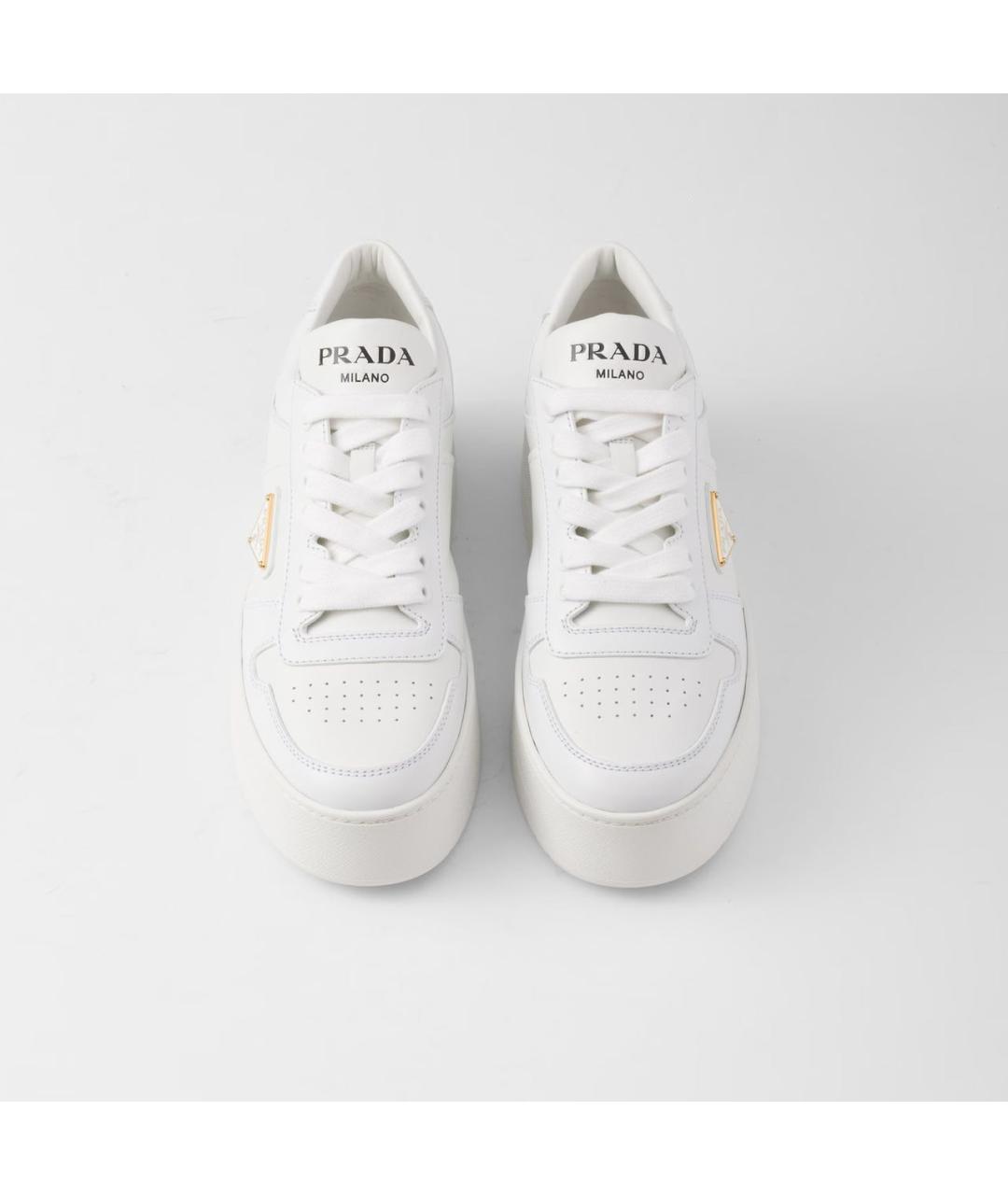 PRADA Белые кожаные кеды, фото 4
