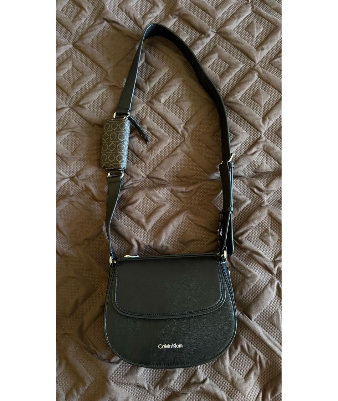 CALVIN KLEIN Черная сумка через плечо из искусственной кожи, фото 2