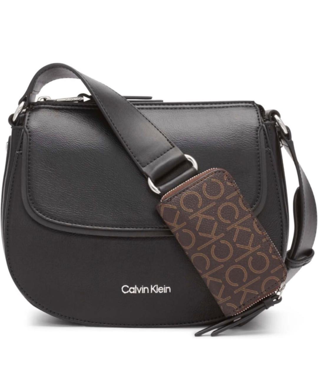 CALVIN KLEIN Черная сумка через плечо из искусственной кожи, фото 6