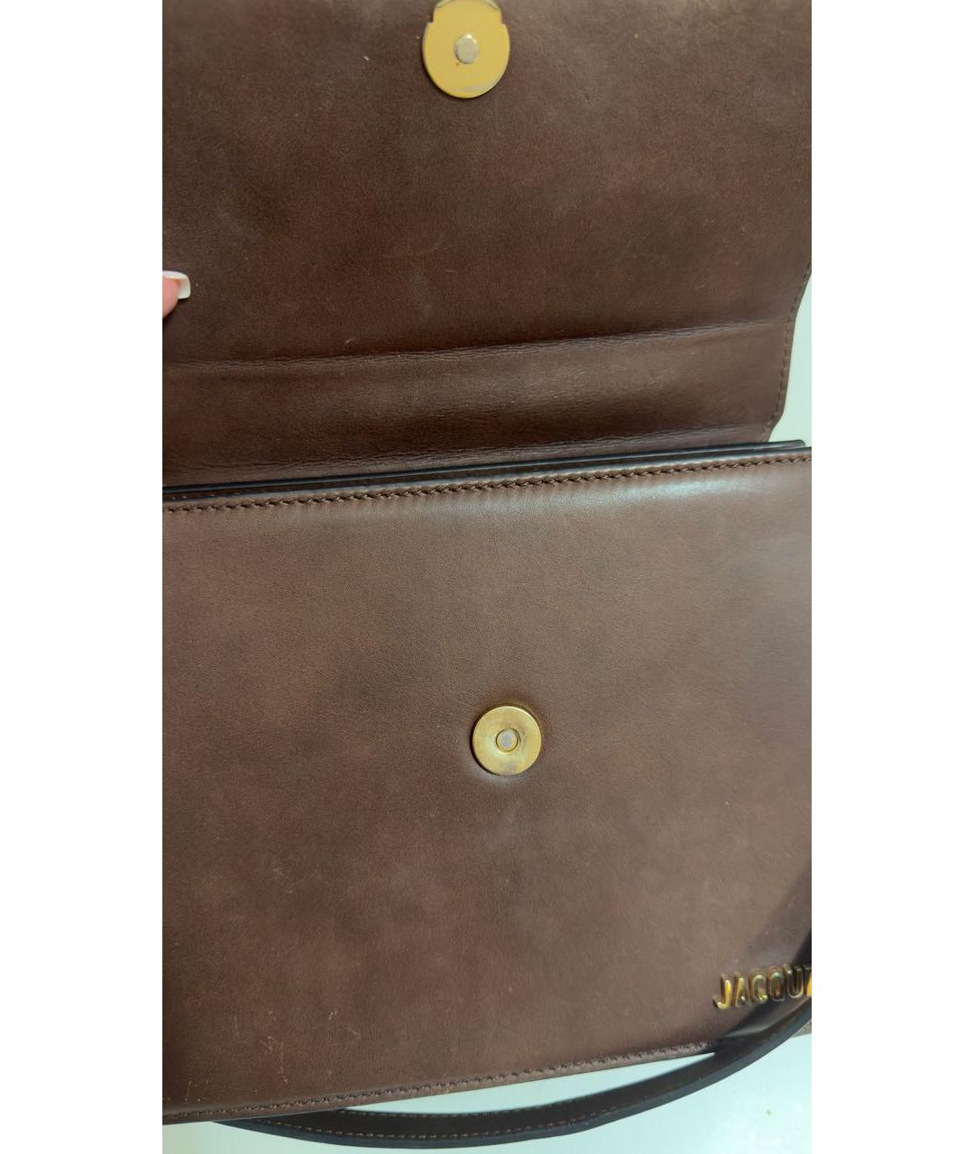 JACQUEMUS Коричневая кожаная сумка с короткими ручками, фото 8