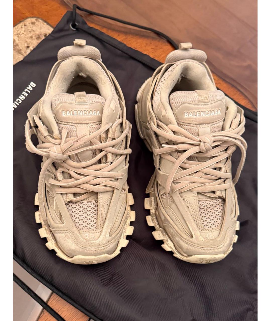 BALENCIAGA Бежевые кожаные кроссовки, фото 2