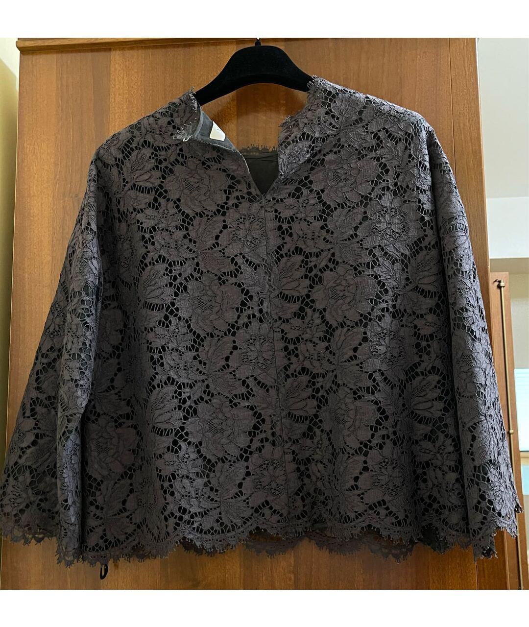 VALENTINO Серая кружевная рубашка, фото 3