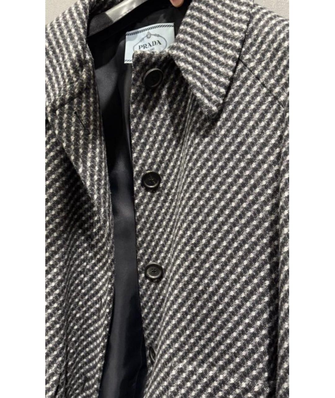 PRADA Черное шерстяное пальто, фото 3