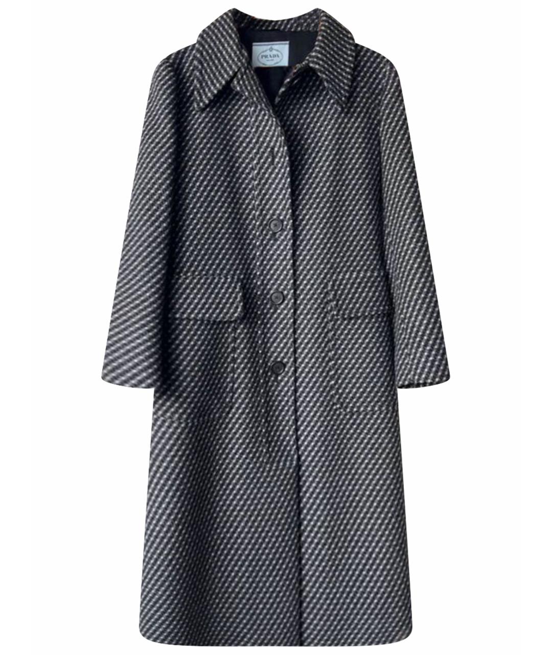 PRADA Черное шерстяное пальто, фото 1