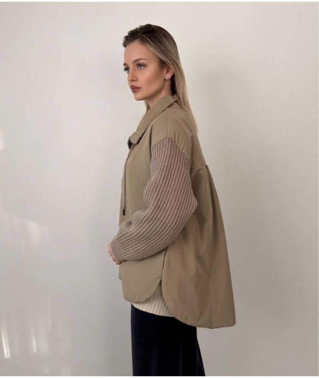 LE TRICOT PERUGIA Бежевая кашемировая куртка, фото 8