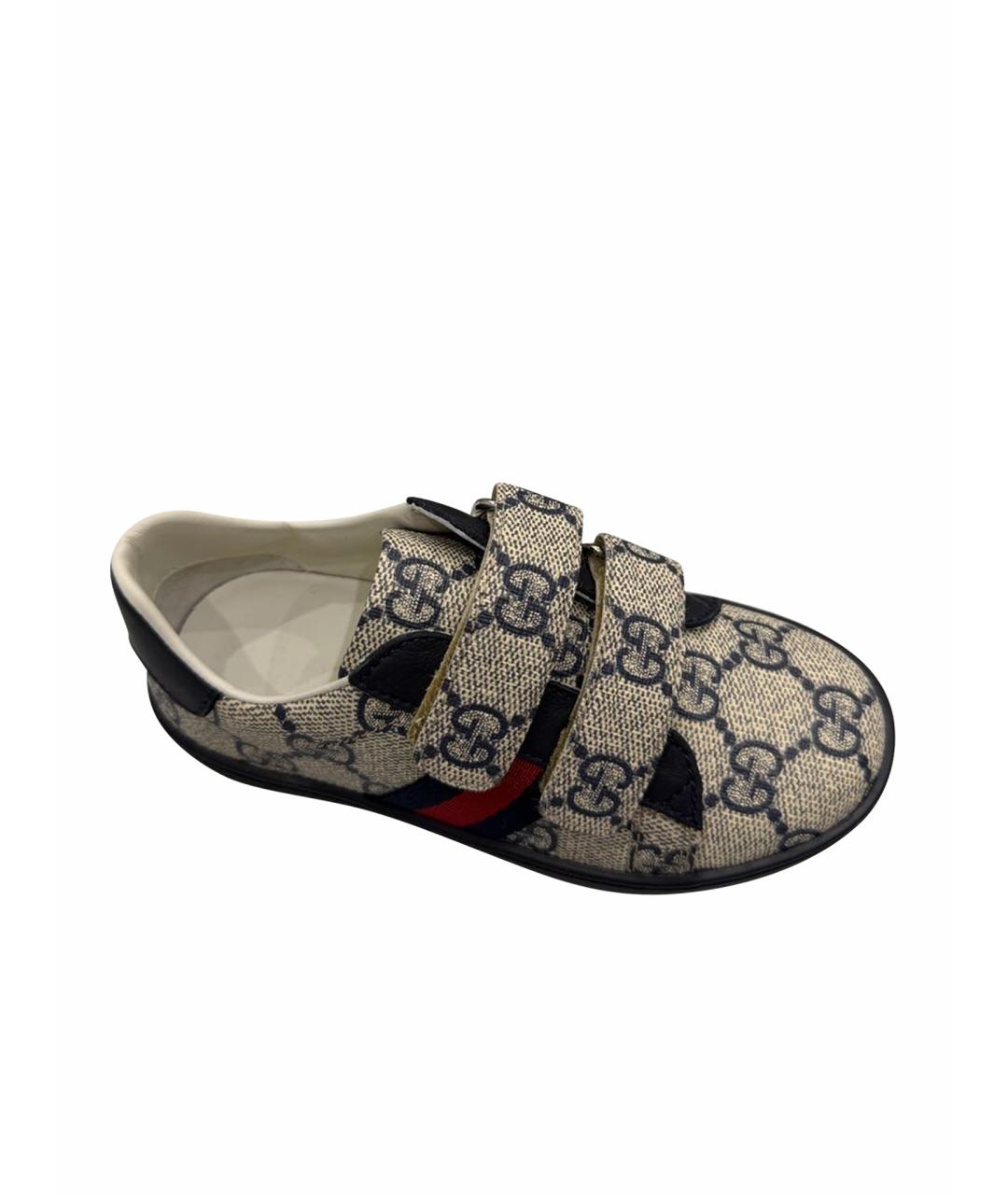 GUCCI Темно-синие кожаные кеды, фото 1