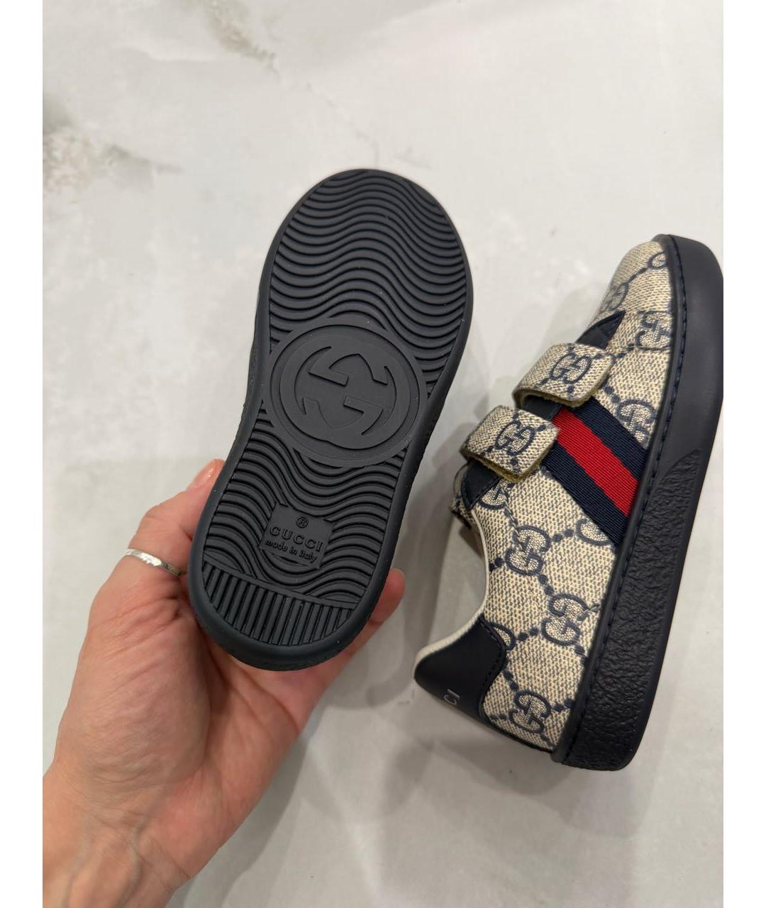 GUCCI Темно-синие кожаные кеды, фото 3