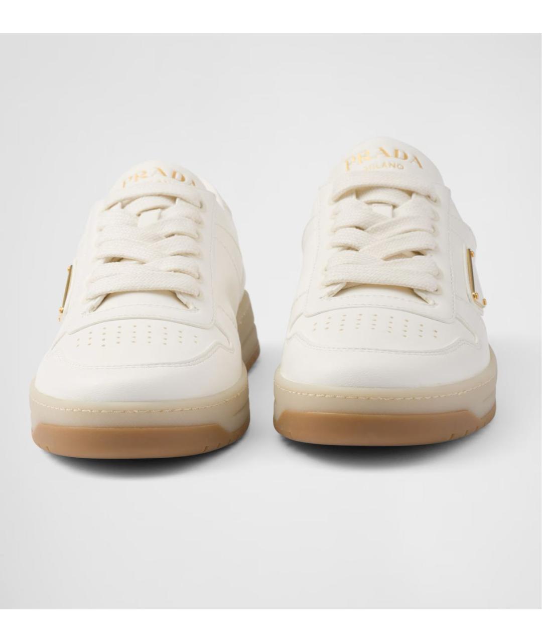 PRADA Бежевые кожаные кеды, фото 6