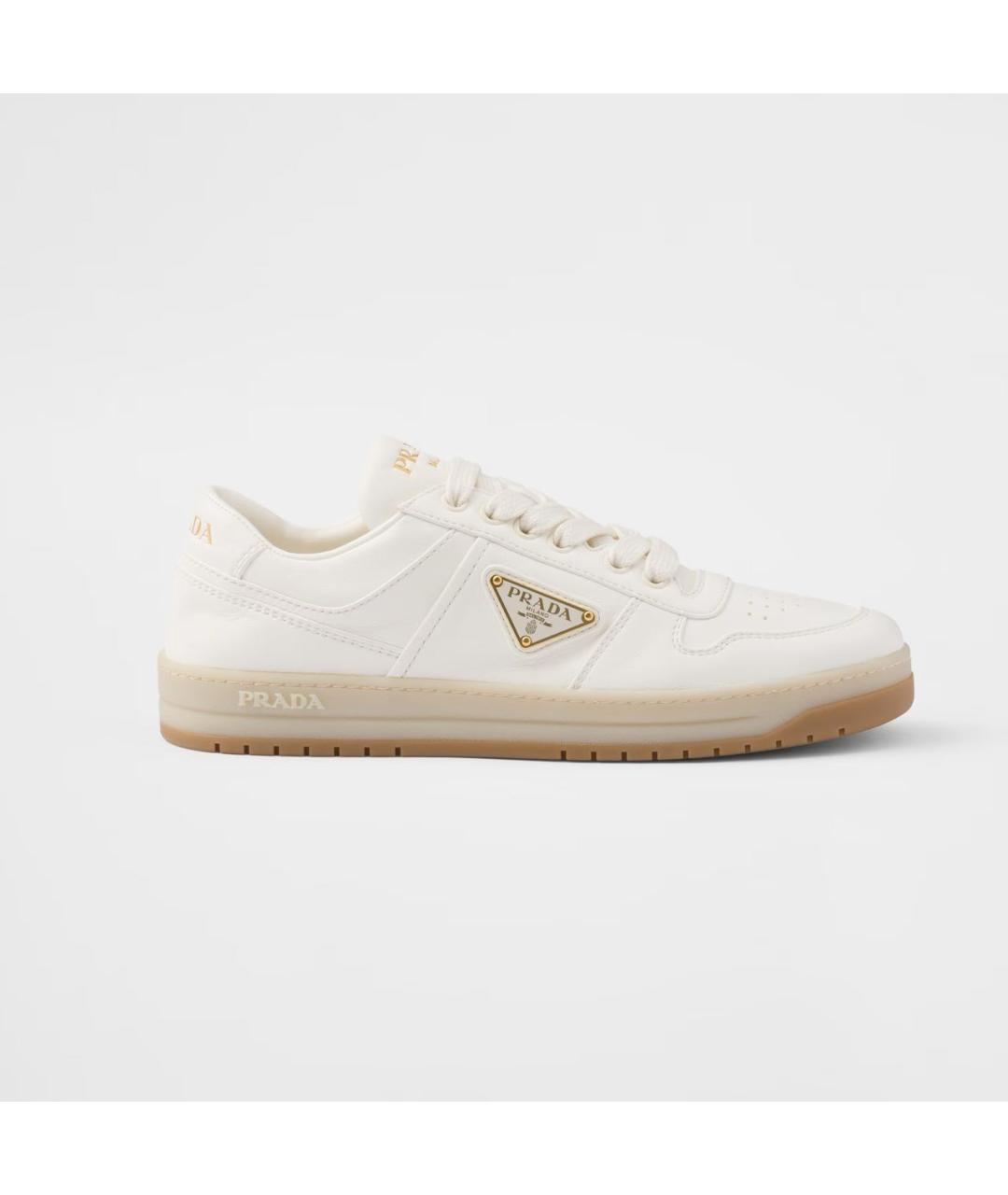 PRADA Бежевые кожаные кеды, фото 7