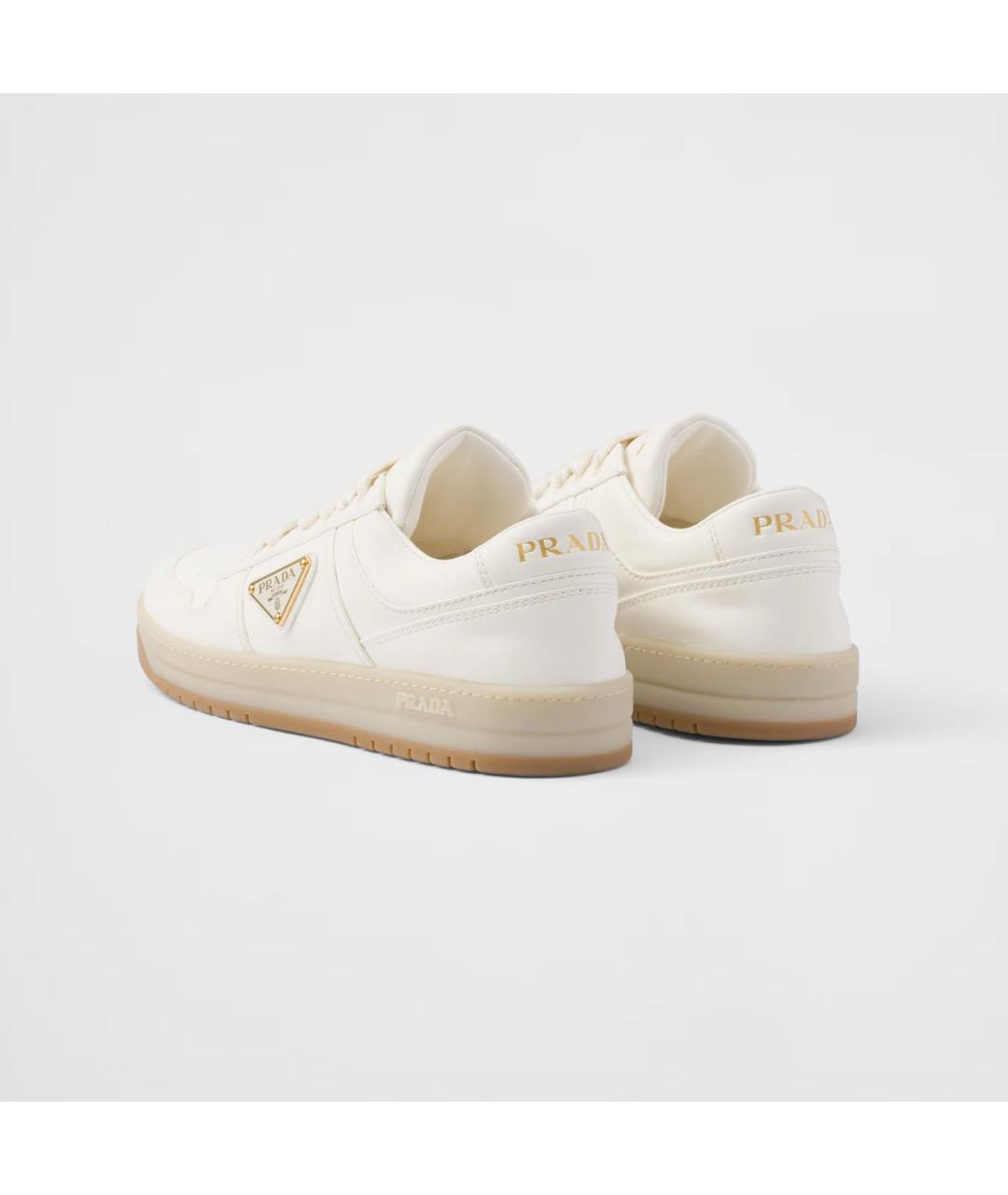 PRADA Бежевые кожаные кеды, фото 5